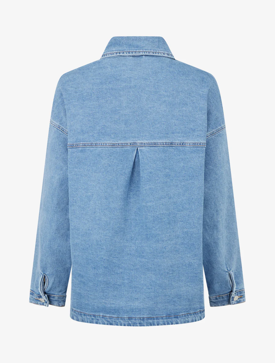 Oversized spijkerjack met opgestikte zakken - Lichtblauw - Image 2