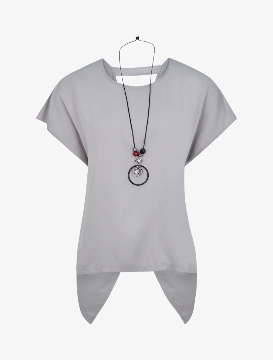 Oversized top met blote gedraaide rug - lichtgrijs