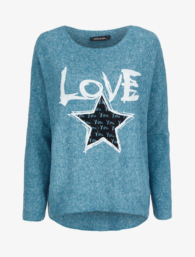 Oversized trui met logo - Blauw