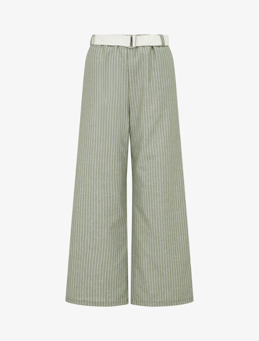 Pantalon ample à rayures - Kaki
