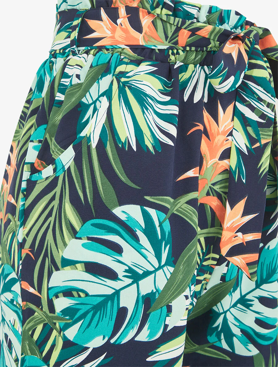 Paperbag short met tropische print - groen - Image 3