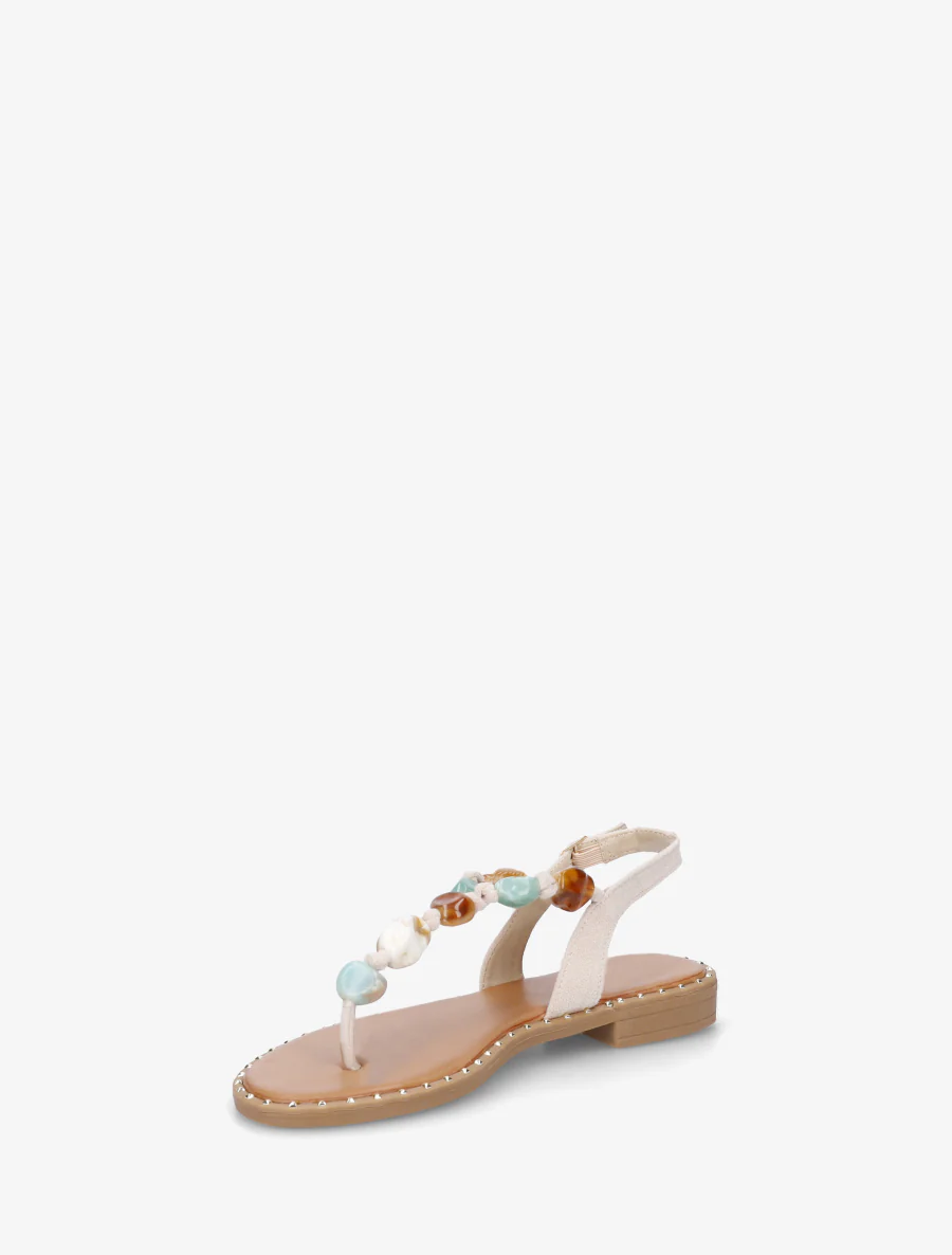 Parel sandalen met teenstuk - Beige - Image 3