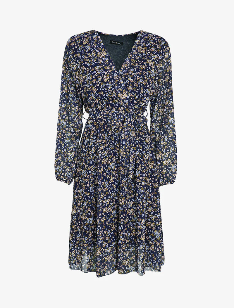Zwierjurk met veldbloemenprint - Marine
