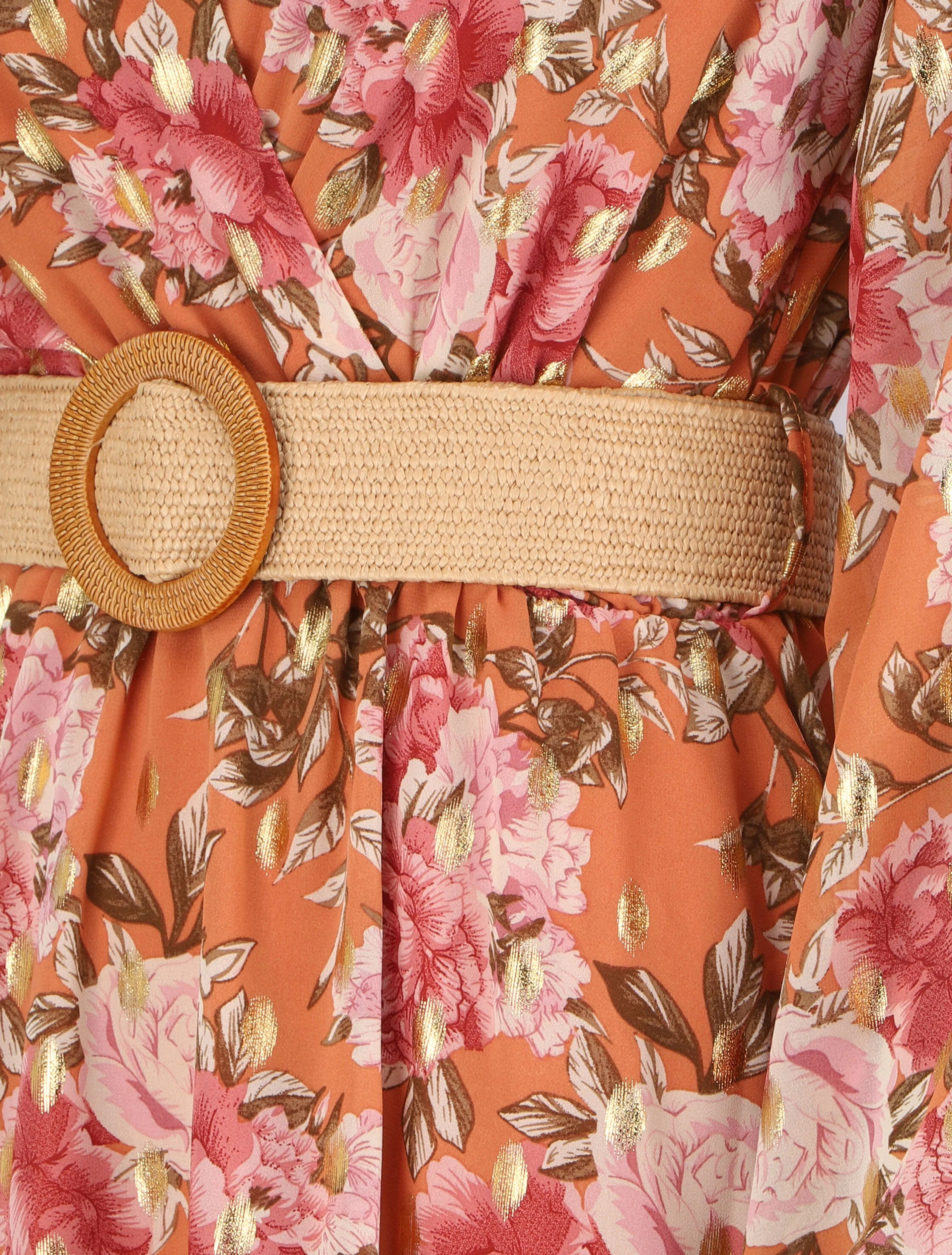 Wikkeljurk met rozenprint - Oranje - Image 3