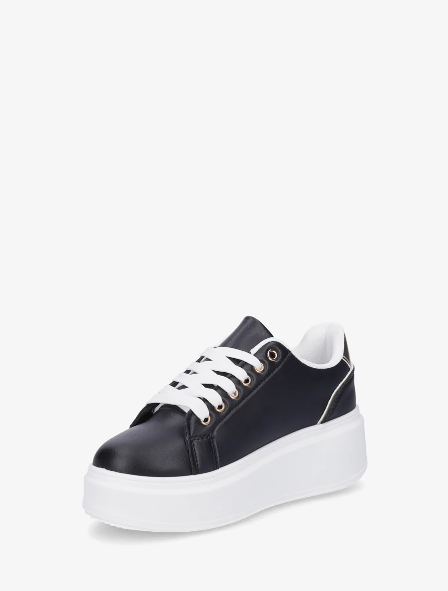 Plateauzolen sneakers met oogjes - Zwart - Image 3