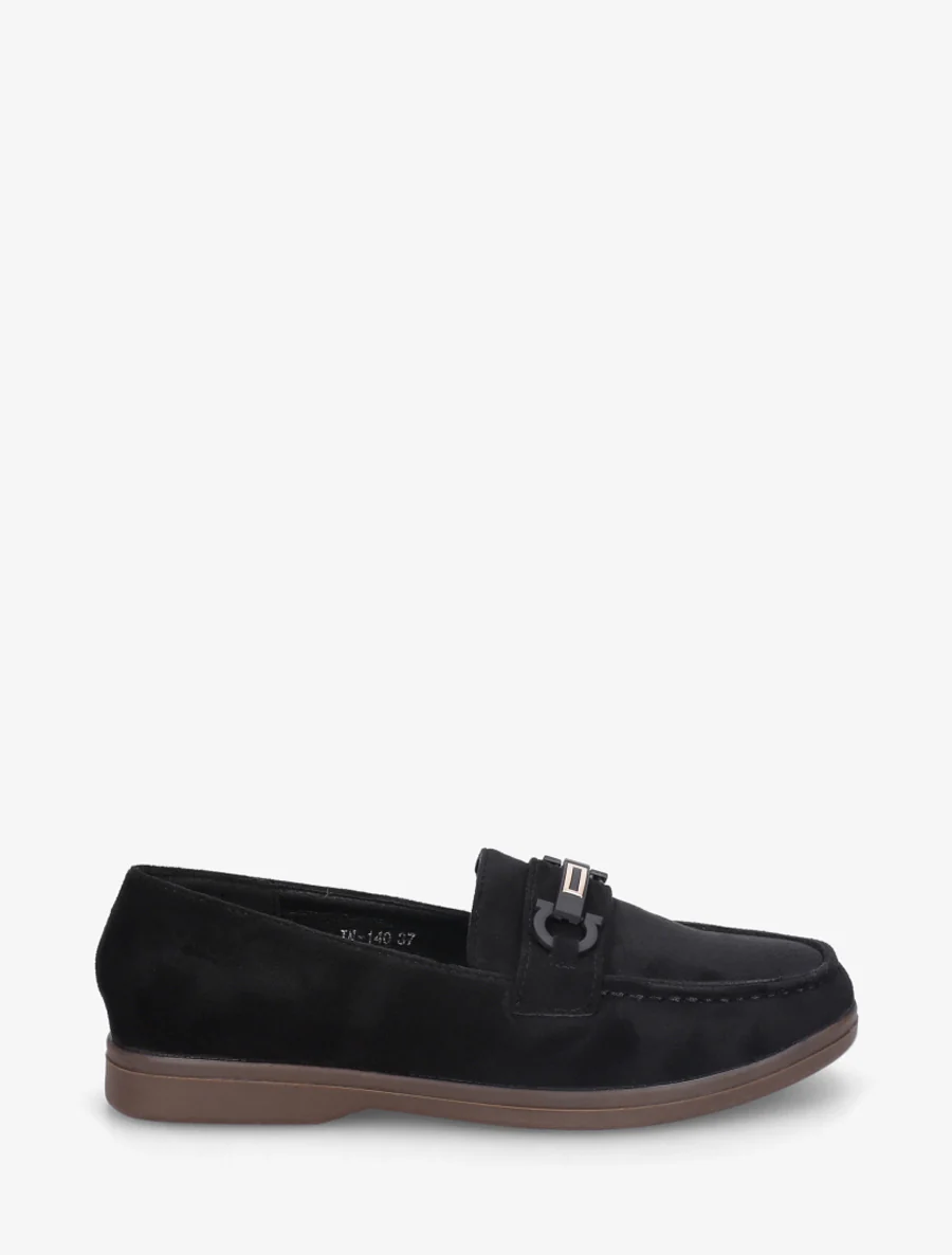 Platte loafers van suèdine - Zwart
