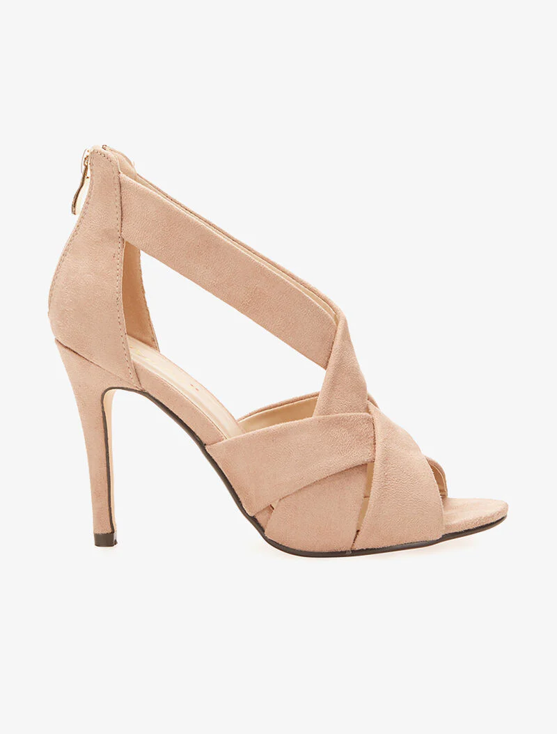Platte sandalen met gekruiste bandjes - beige