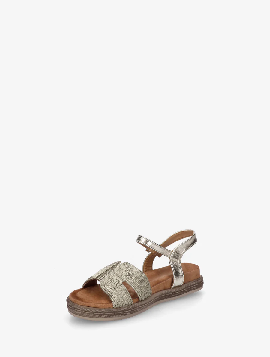 Platte sandalen met bandjes van koord. - Goud - Image 3