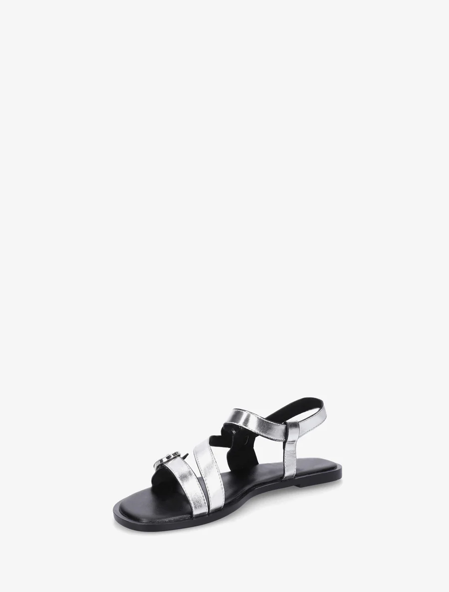 Platte sandalen met dubbele gespen van imitatieleer - Geld - Image 3