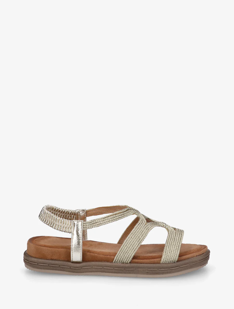 Platte sandalen van touwtjes - Goud