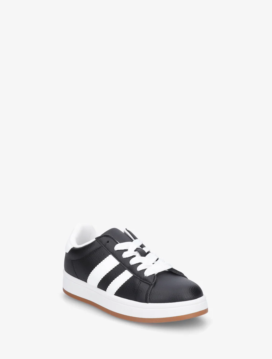 Platte sneakers met contrasterende strepen - Zwart - Image 2