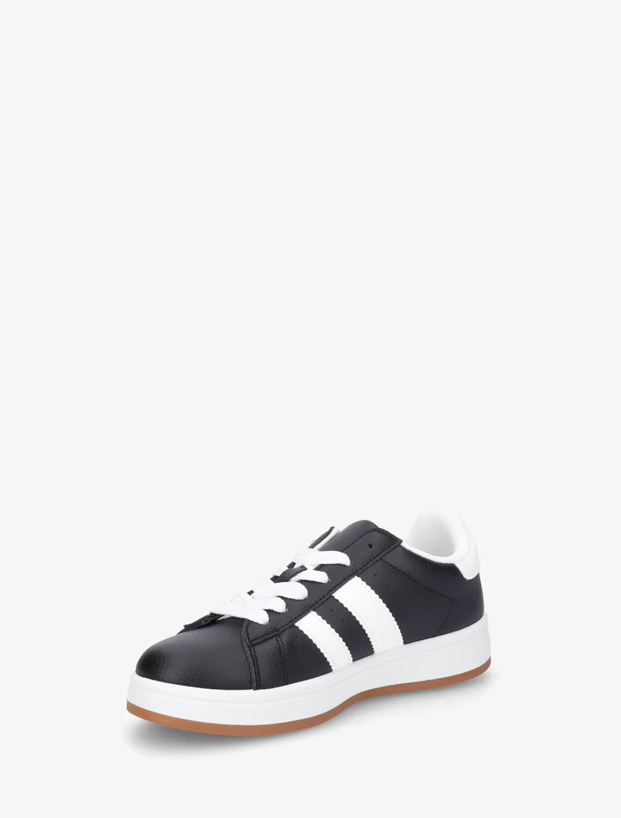 Platte sneakers met contrasterende strepen - Zwart - Image 3