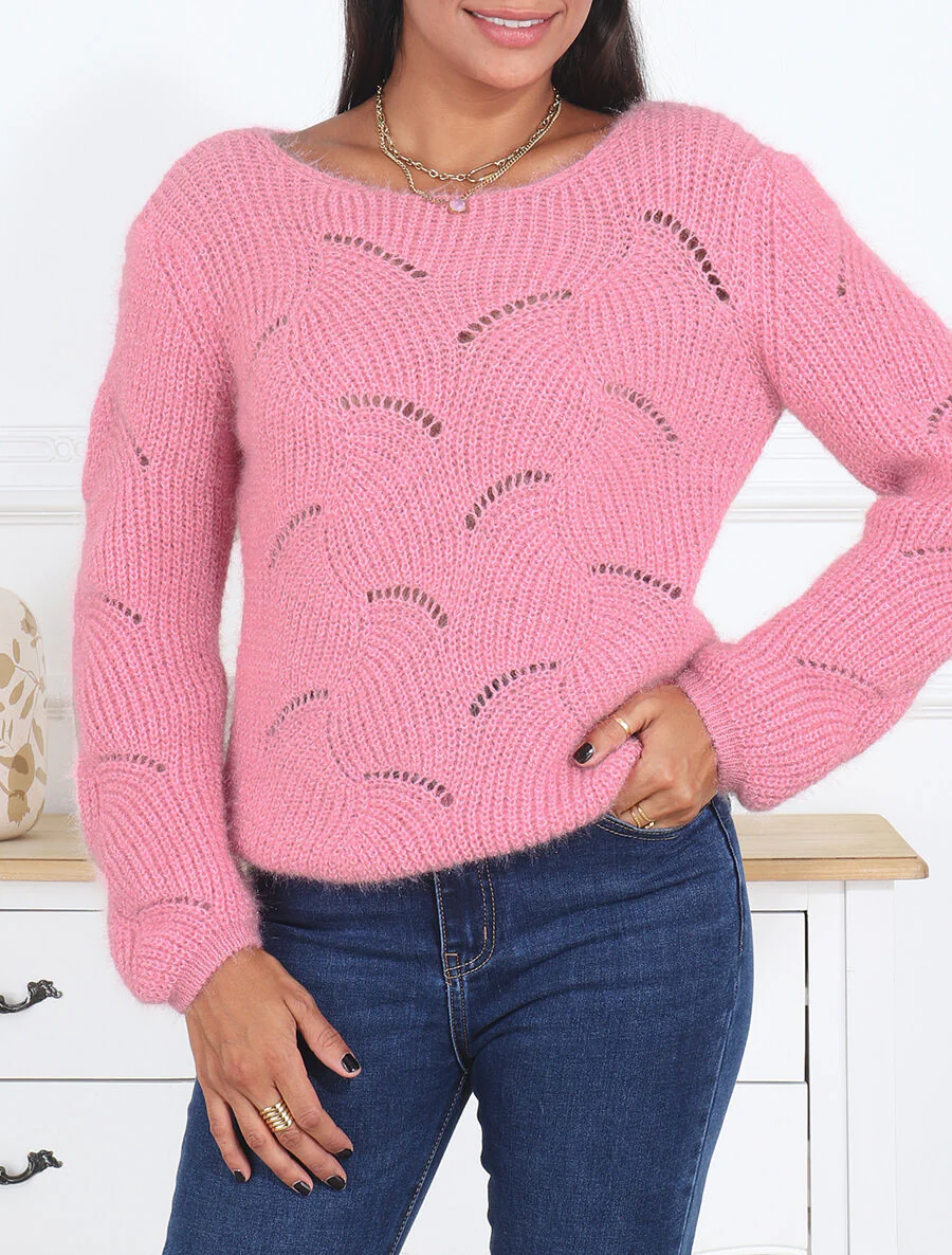 Pluizige uni trui - Roze - Image 4