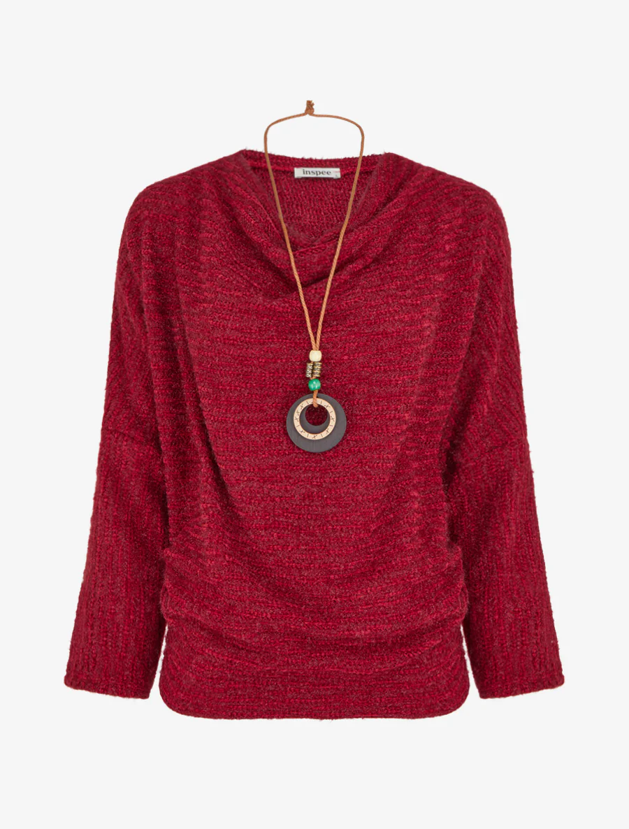 Pluizige trui met lange mouwen - Rood