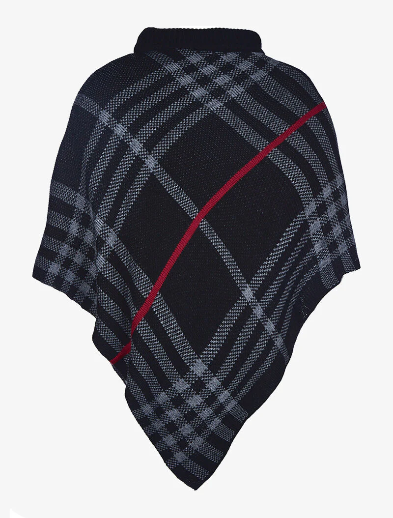 Asymmetrische poncho met patronen - zwart - Image 2