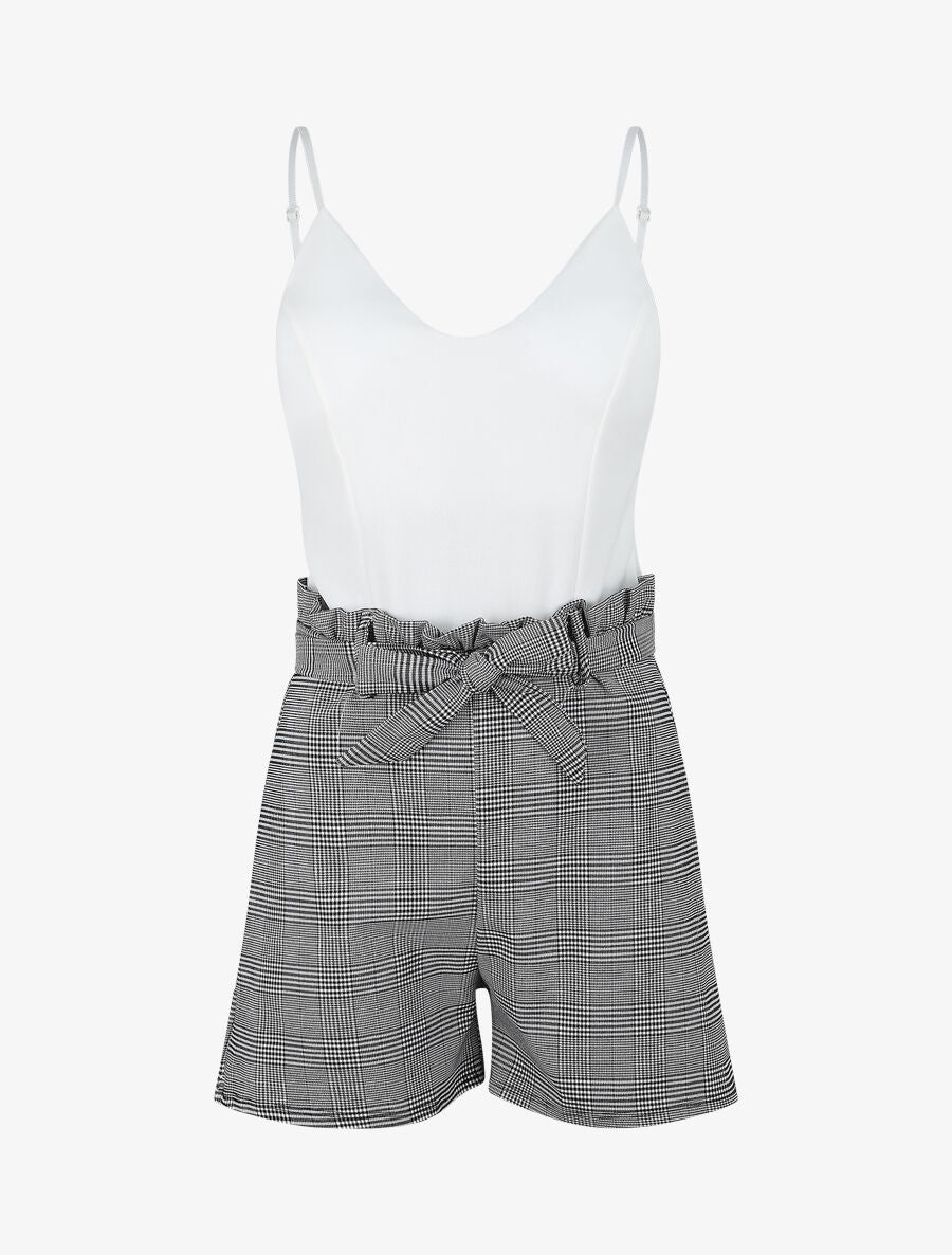 Prince of Wales geprinte combishort - Wit