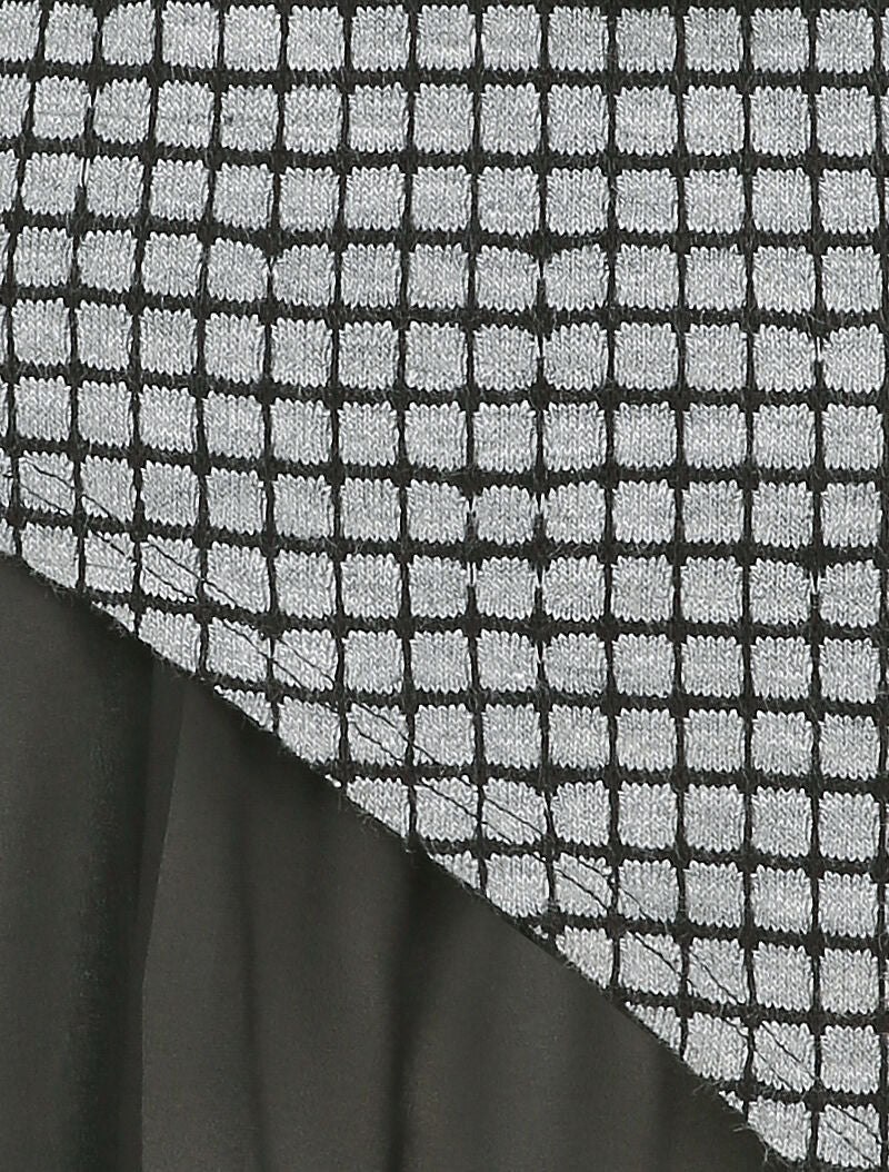 Geruite trui met asymmetrische randen en voile detail - Lichtgrijs - Image 3