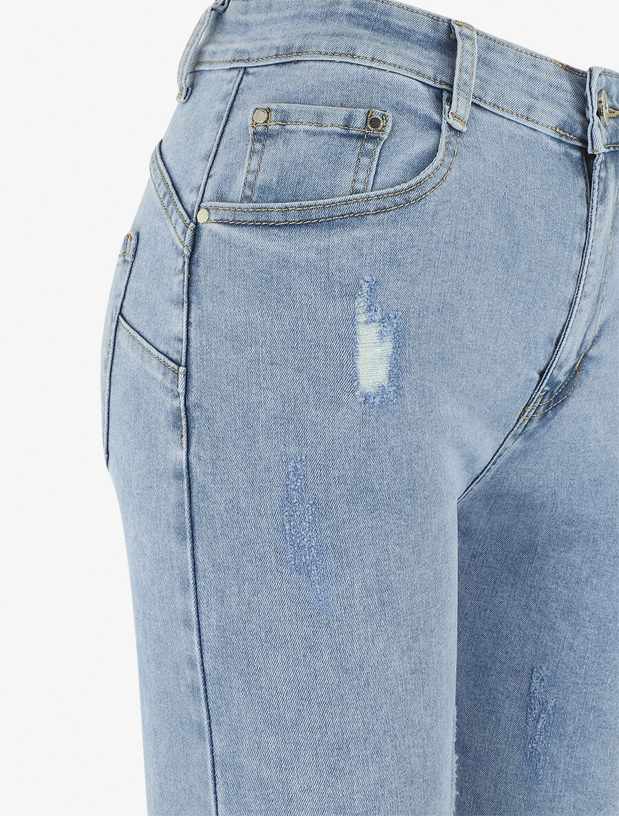 Push-up shorts met lichte scheuren - blauw - Image 3