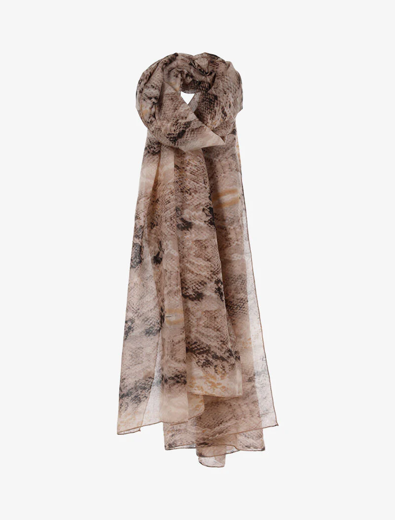 Sjaal met pythonprint - taupe