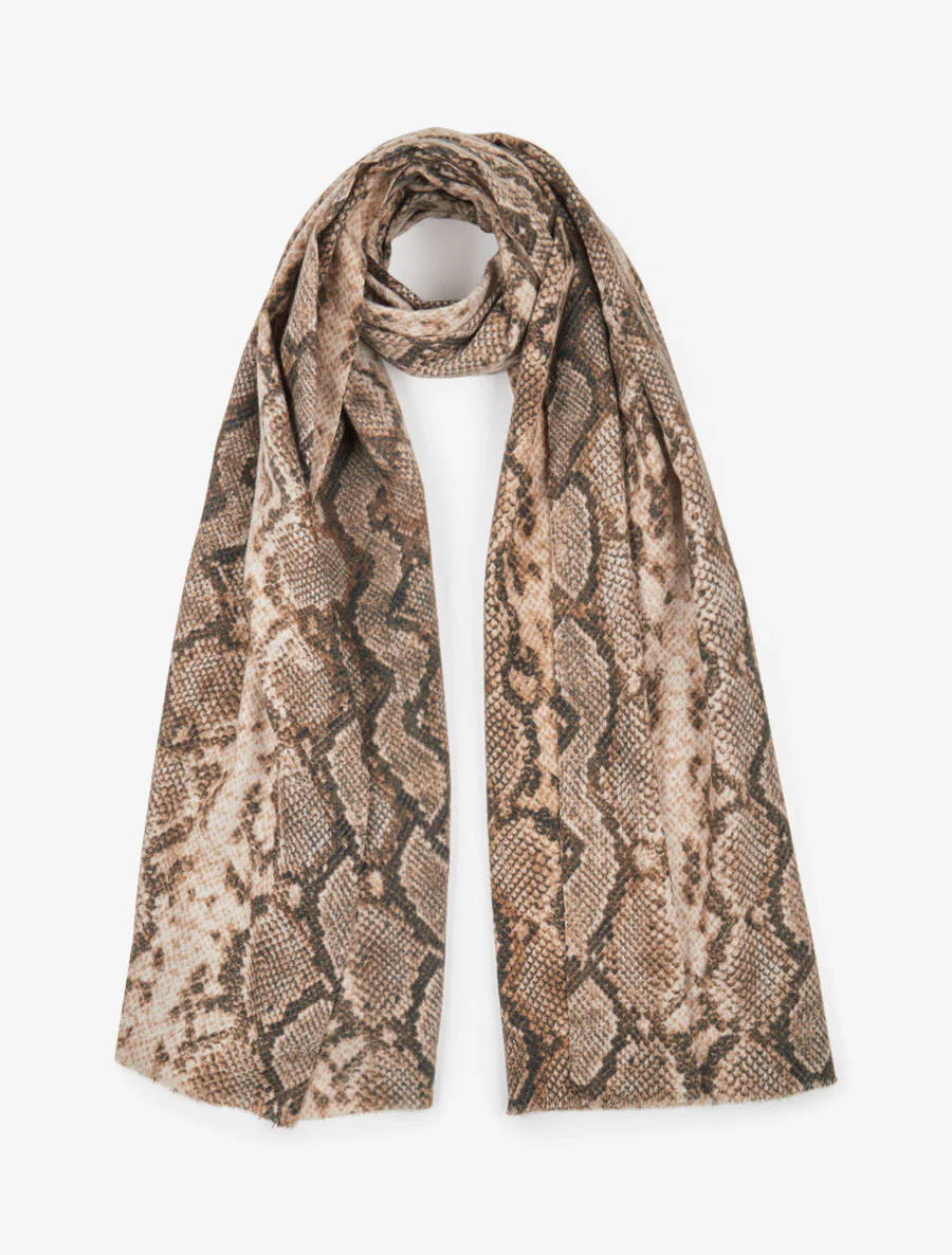 Pythonprint sjaal - Donker beige