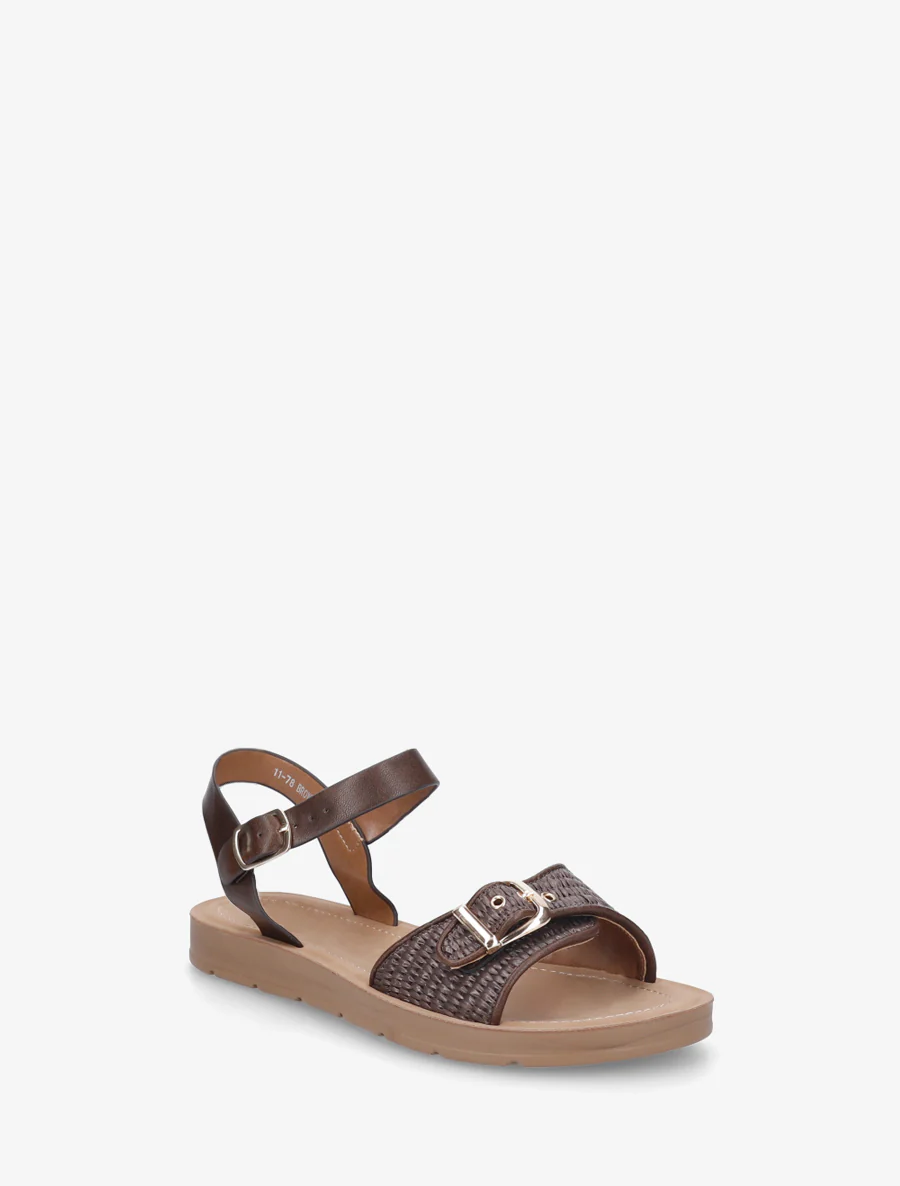 Raffia-effect sandalen met bandje - Bruin - Image 2