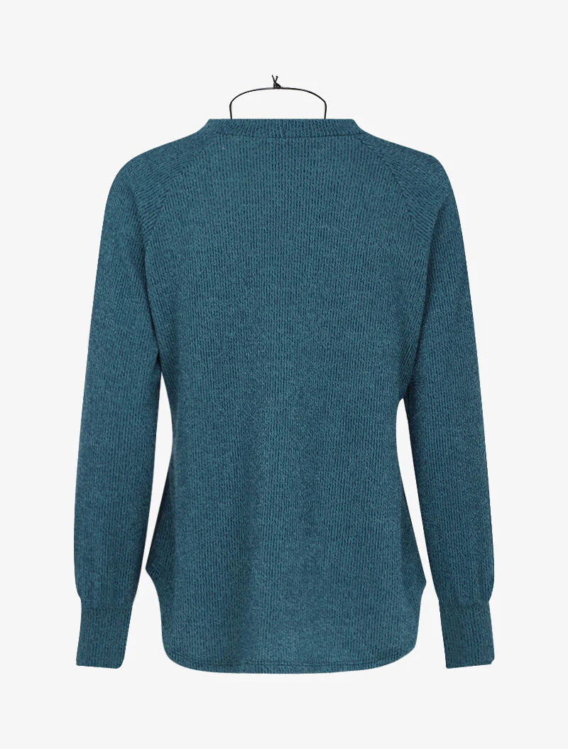 Geribbelde trui met raglanmouwen en afgeronde randen - Eendblauw - Image 2