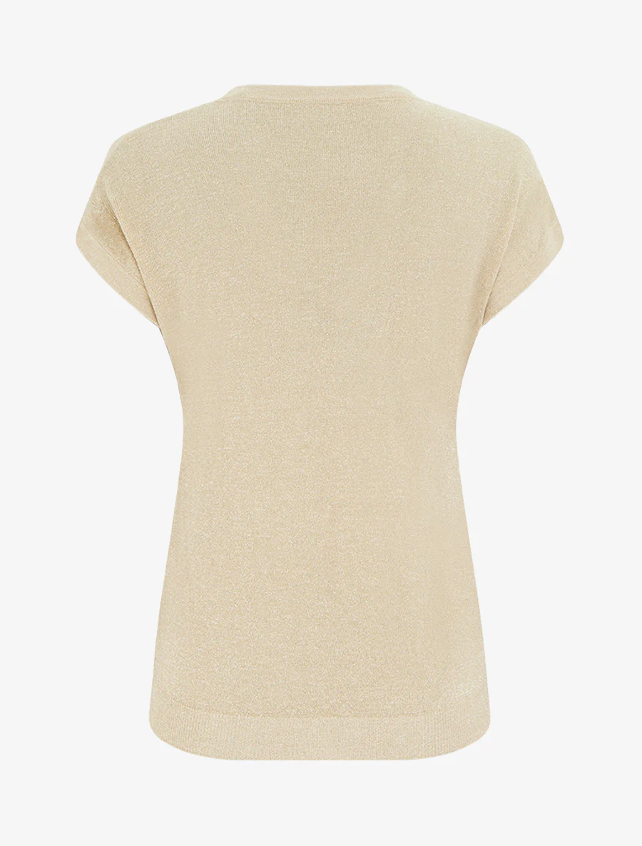 Recht bovenstuk met korte mouwen van iriserend breisel - Beige - Image 2