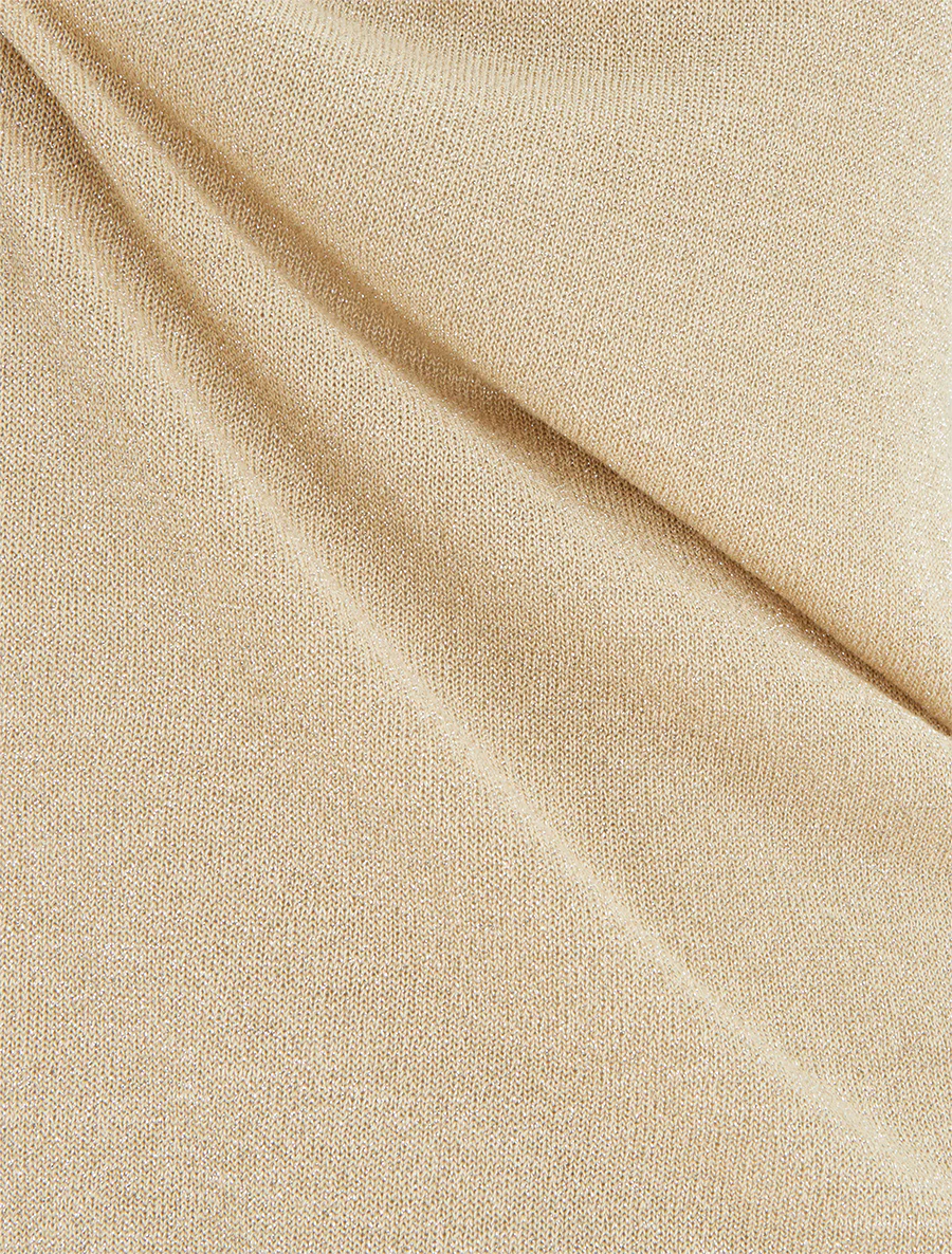 Recht bovenstuk met korte mouwen van iriserend breisel - Beige - Image 3