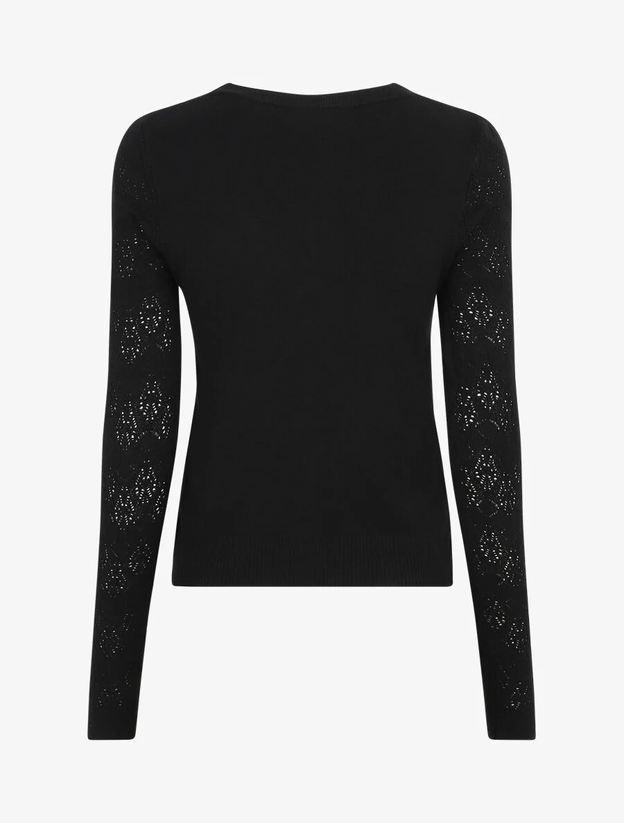 Recht gilet met fantasie tricot mouwen - Zwart - Image 2