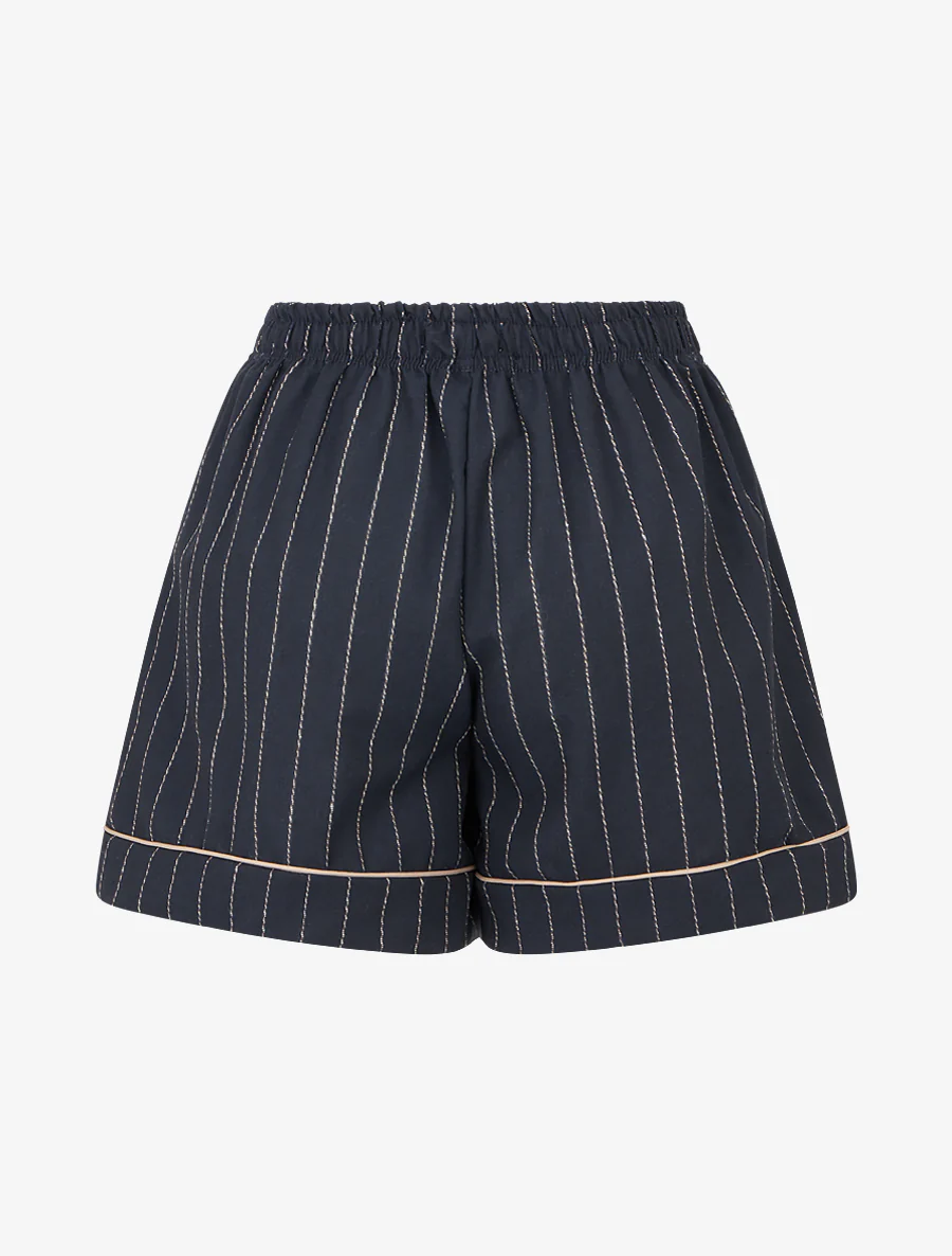 Recht short met fijne strepen - Marine - Image 2