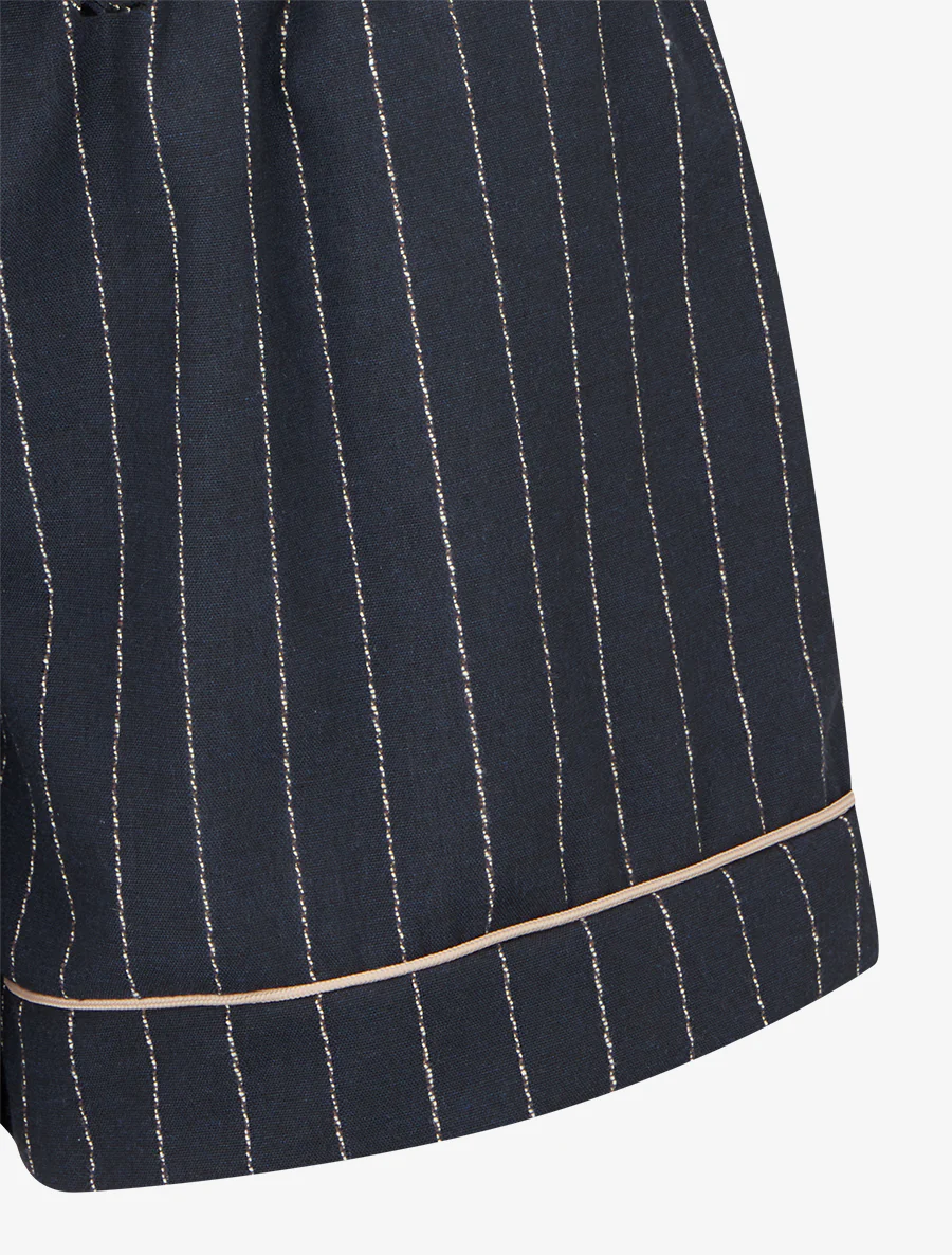 Recht short met fijne strepen - Marine - Image 3