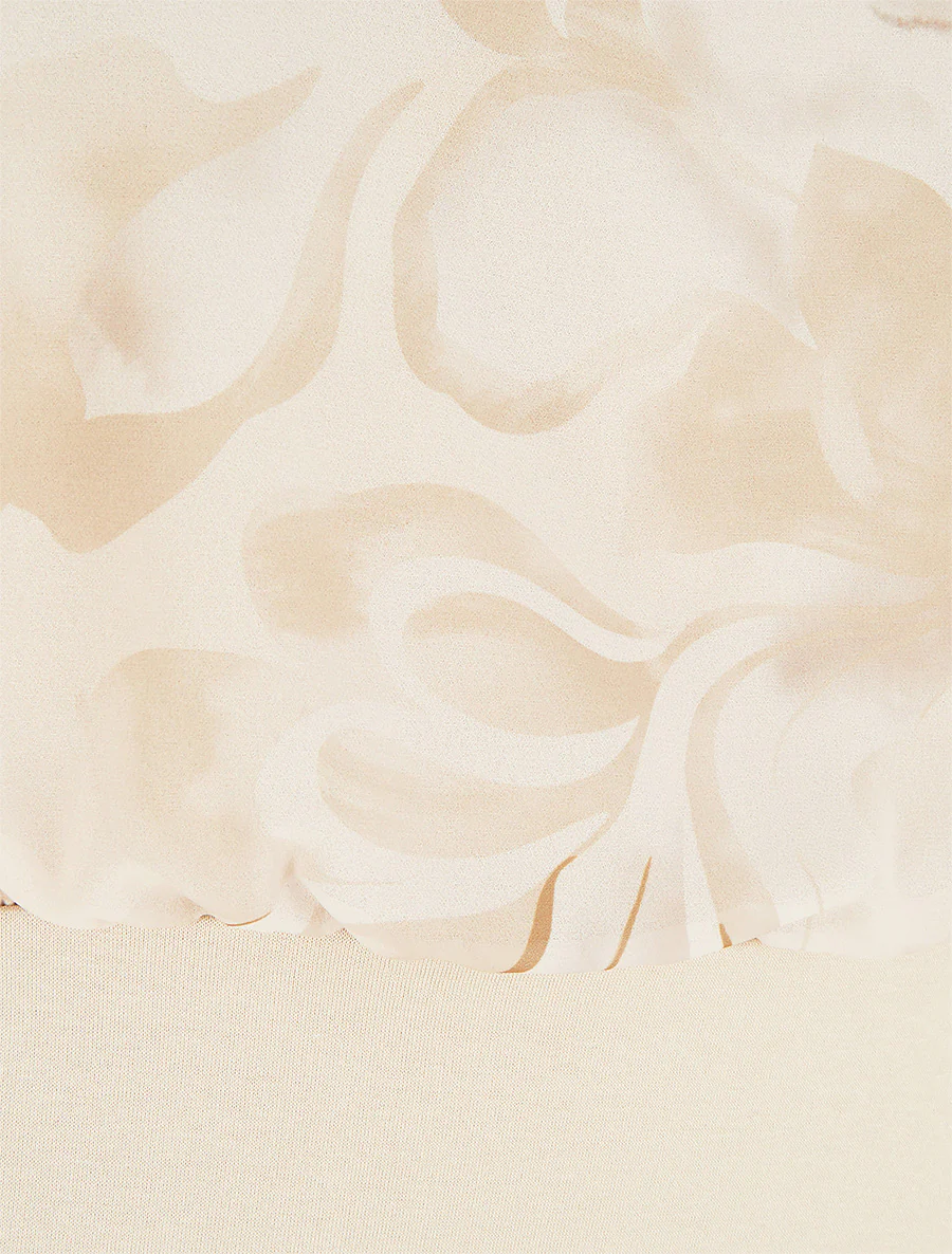 Rechtboven top met korte mouwen en bloemenprint - Beige - Image 3