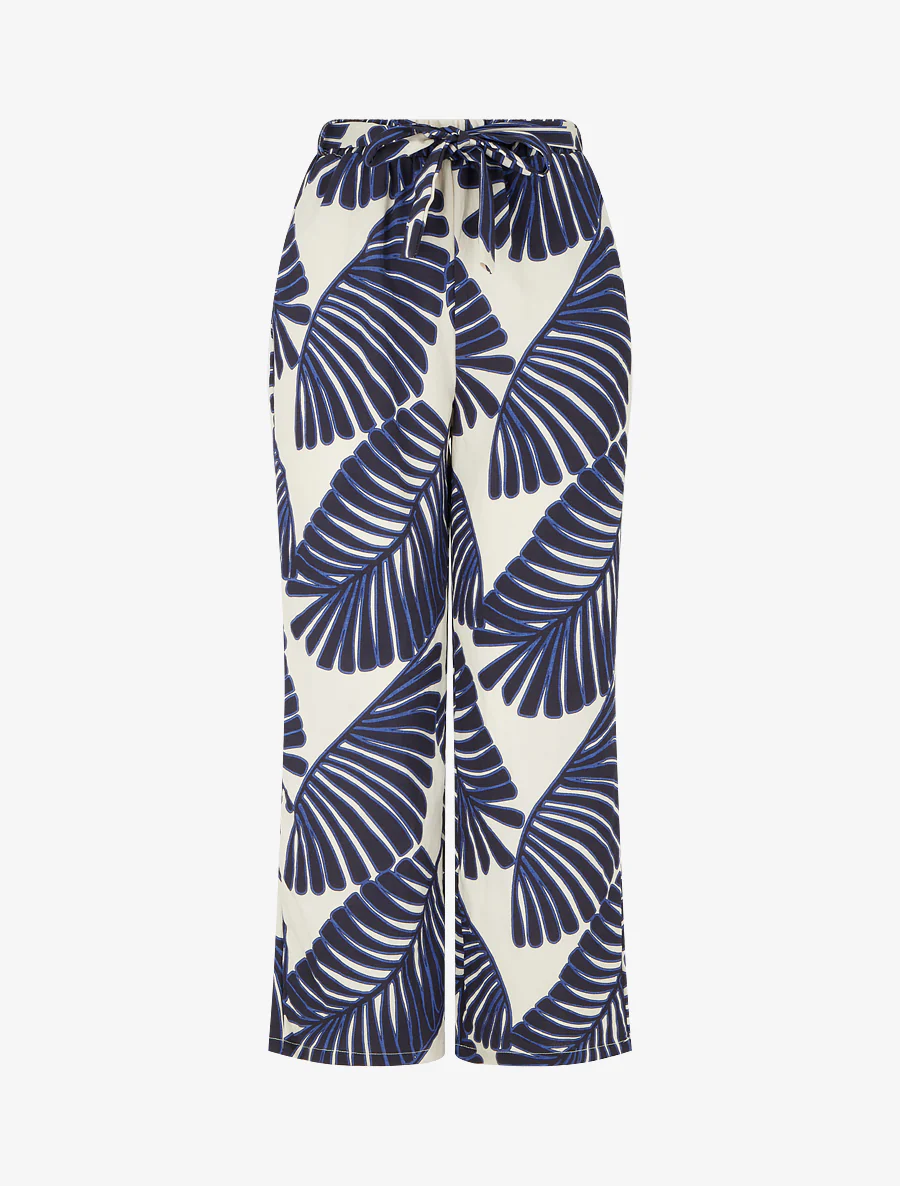 Rechte broek met bladmuster - Marine