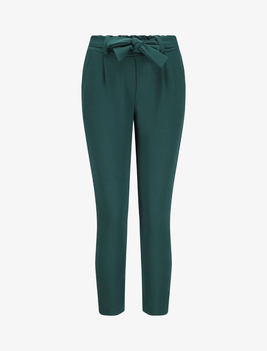 Rechte broek met elastische taille - Dennengroen