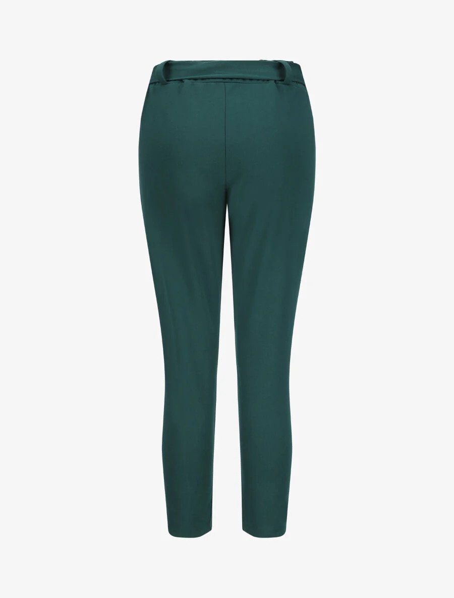 Rechte broek met elastische taille - Dennengroen - Image 2