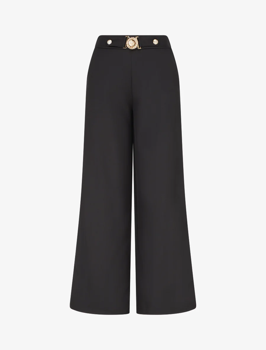 Rechte broek met fantasieriem - Zwart