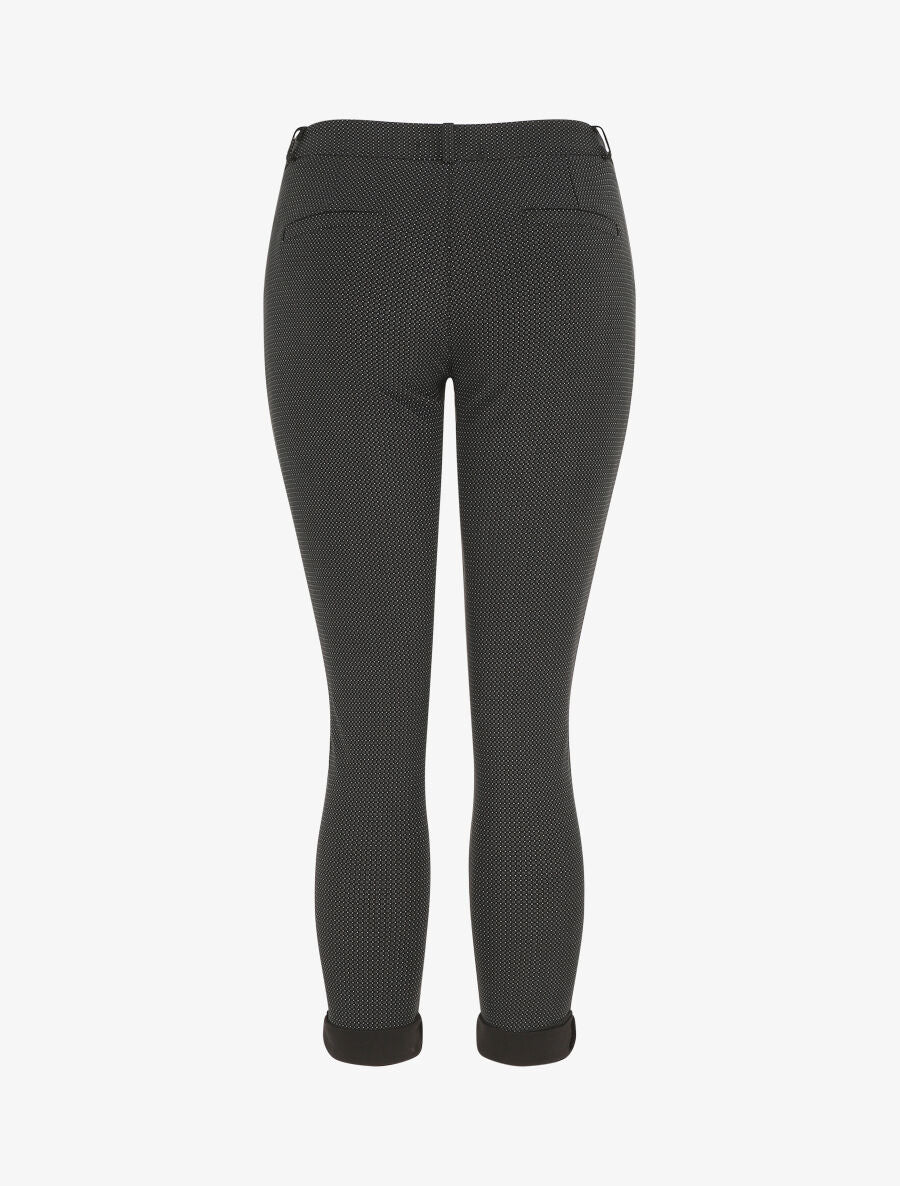 Rechte broek met hoge taille en kleine stippenprint - zwart - Image 2