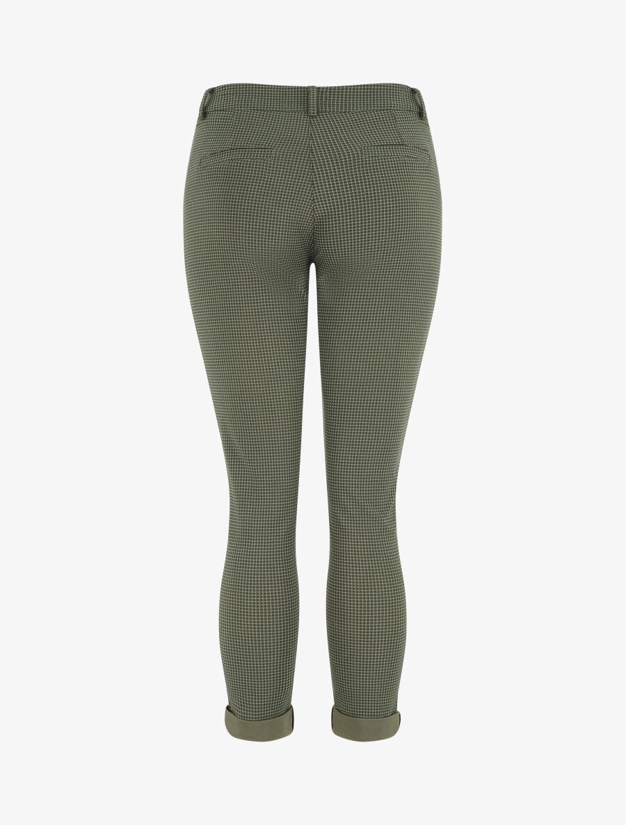 Rechte broek met hoge taille en kleine stippenprint - Kakigroen - Image 2