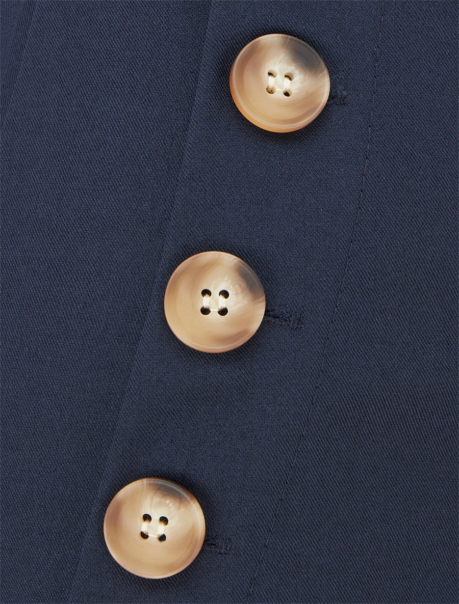 Rechte broek met knoopsluiting aan de zijkanten - Marine - Image 3