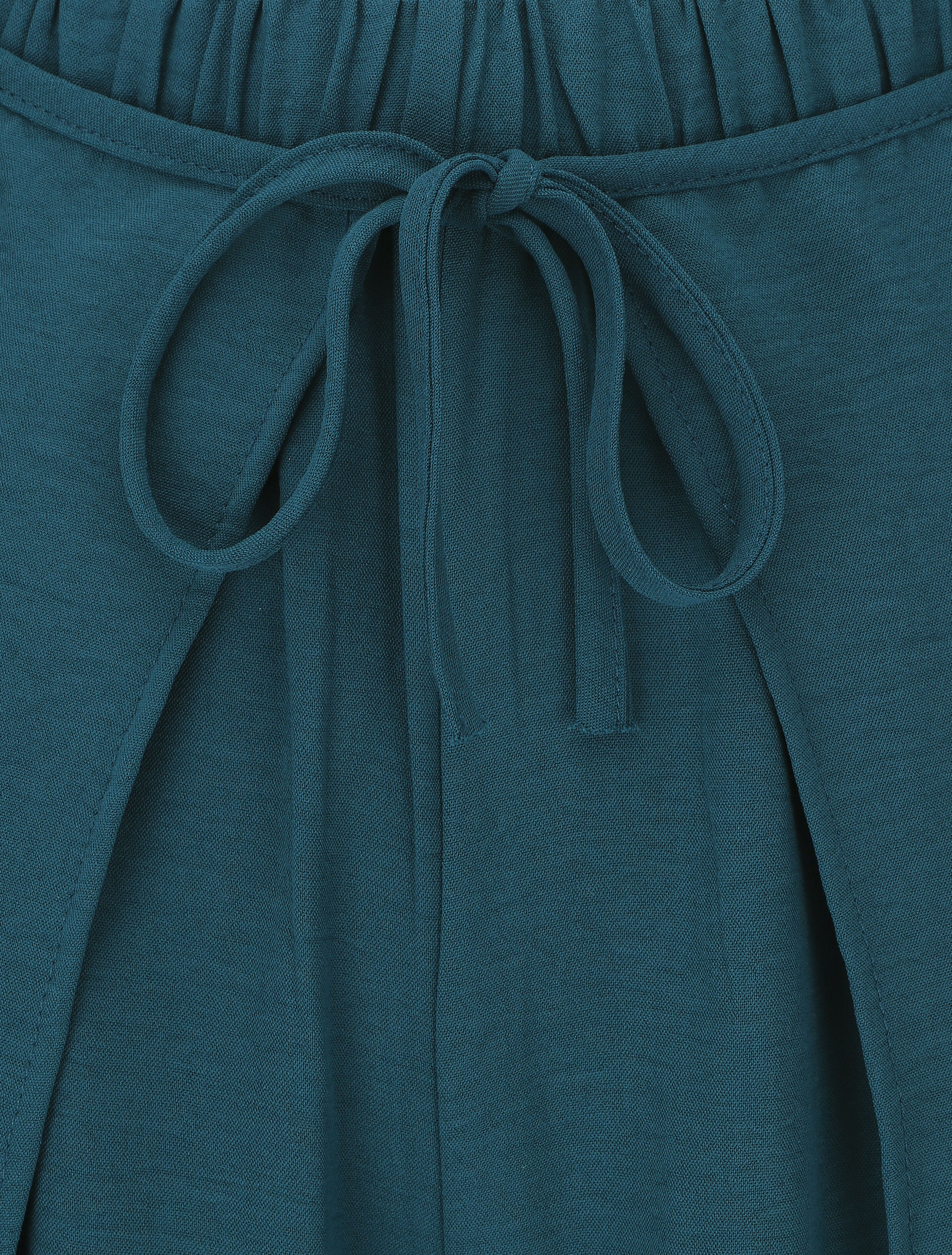 Rechte broek met overlappende panelen - Blauwgroen - Image 3