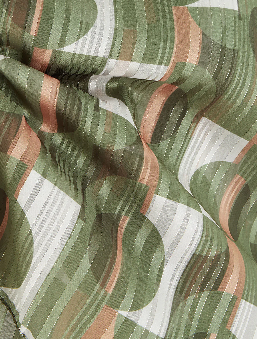 Rechte caraco met iriserend geometrisch patroon - Kaki - Image 3