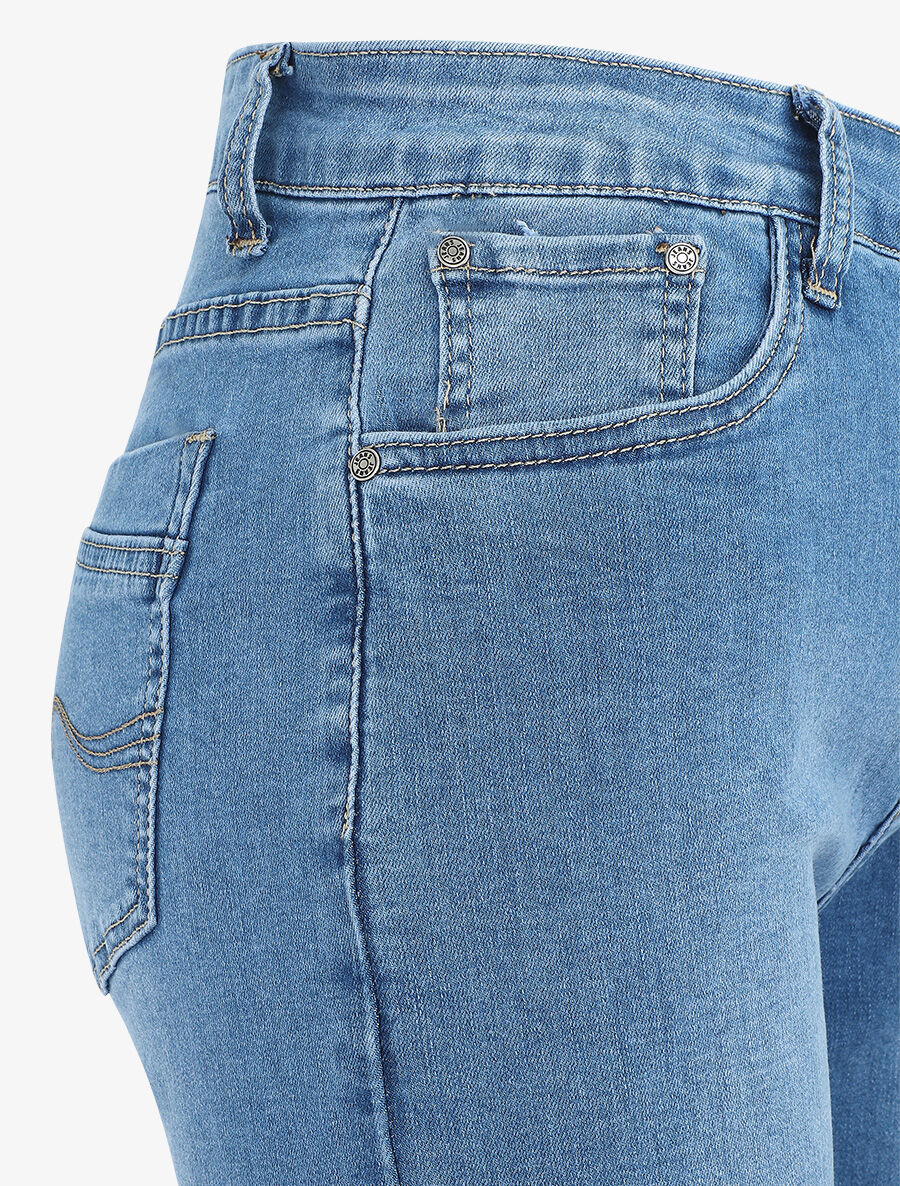 Rechte denim bermuda shorts - Blauw - Image 3