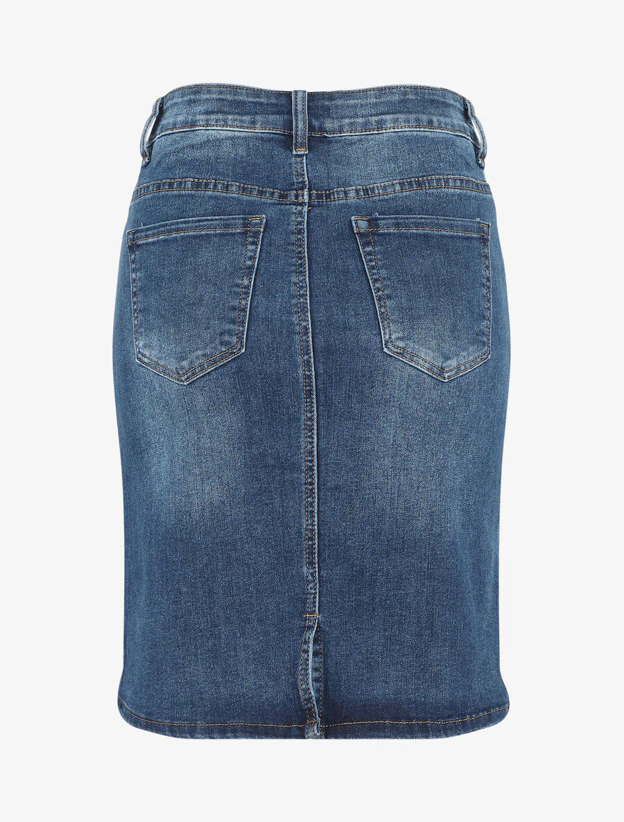 Rechte denim rok stone wash standaard maat - Denim blauw - Image 2