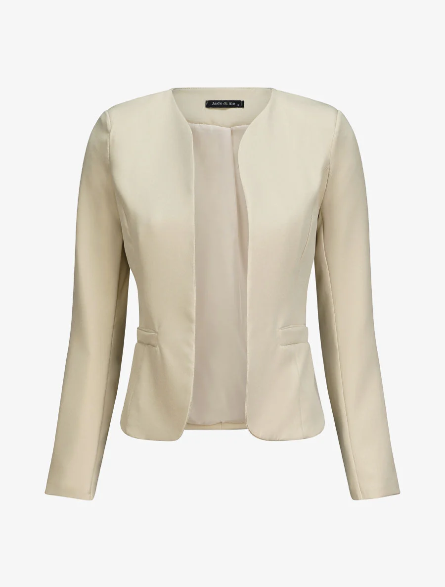 Rechte eenkleurige blazer - Beige