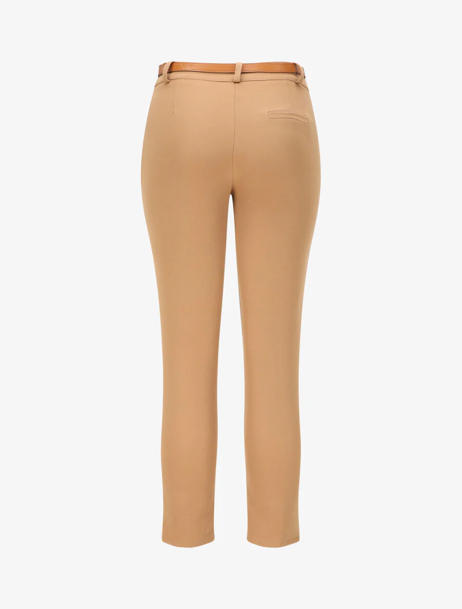 Rechte effen hoge taille broek - Kameel - Image 2