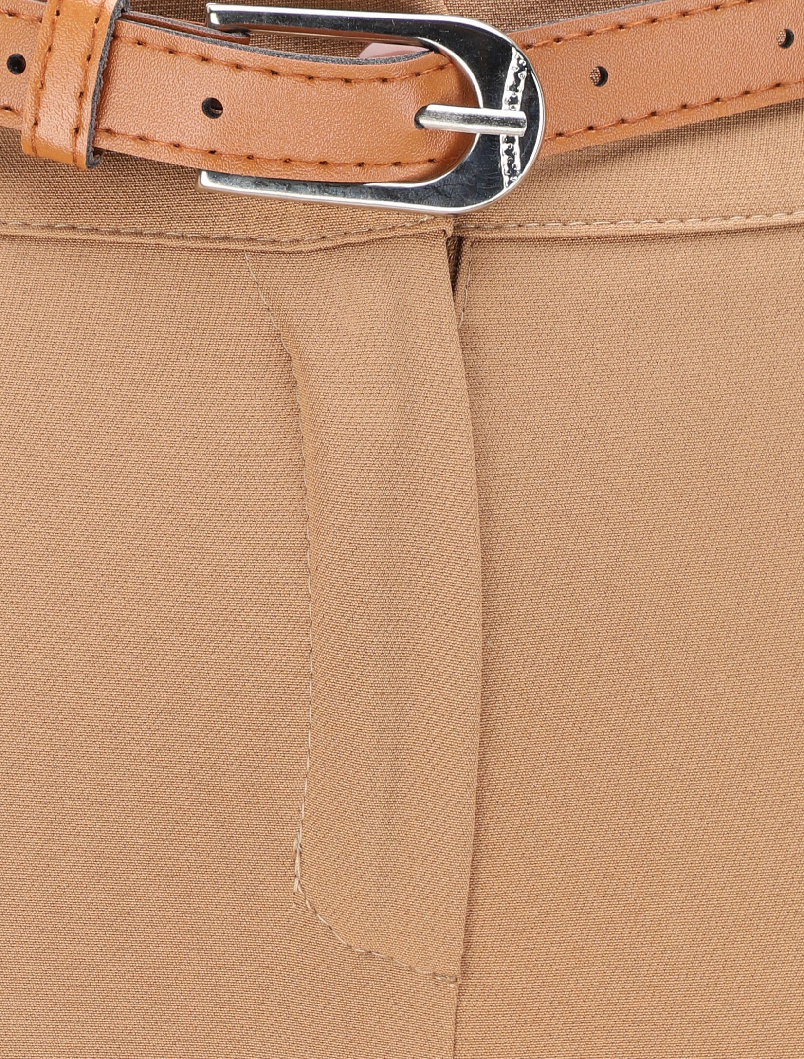 Rechte effen hoge taille broek - Kameel - Image 3