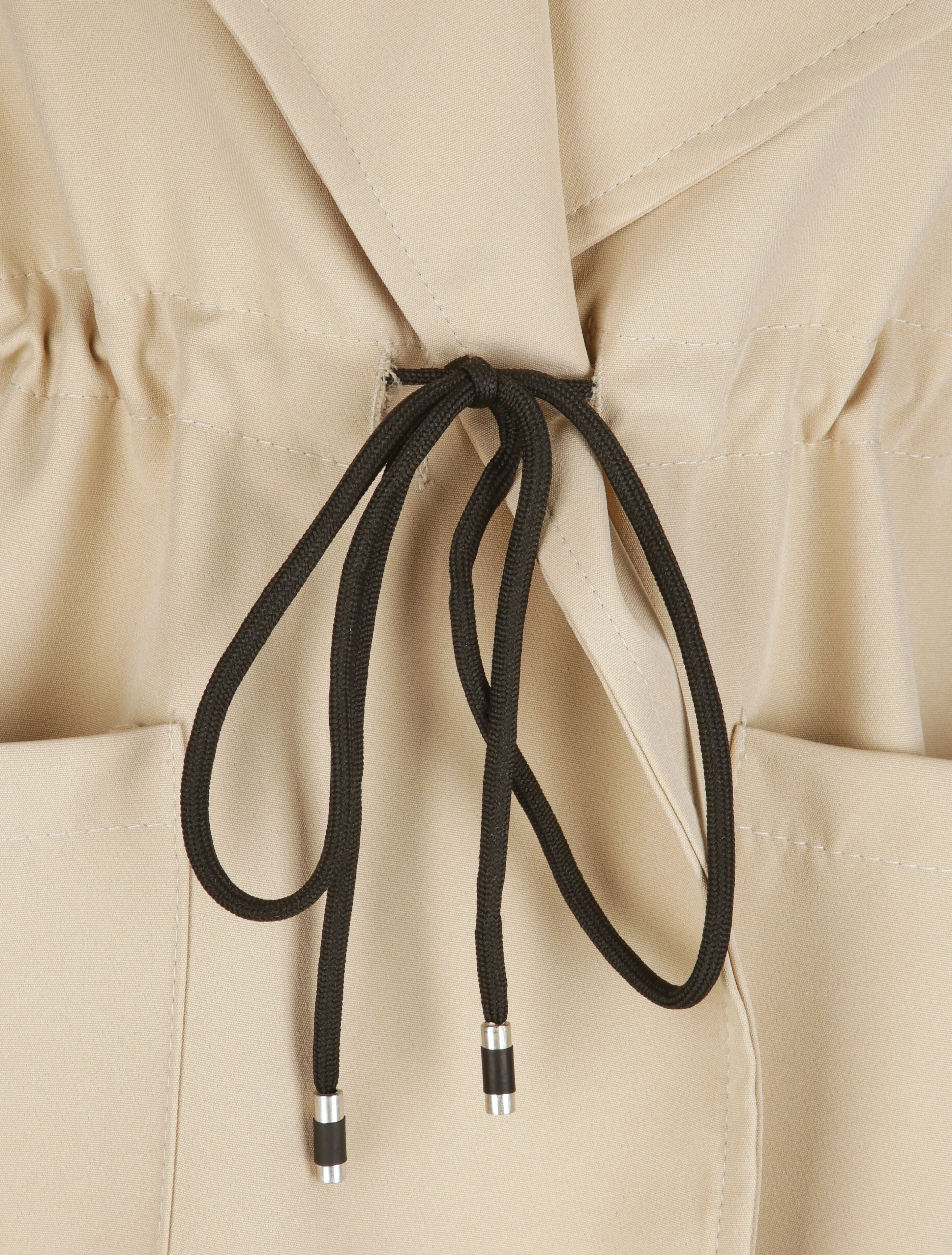 Rechte effen jas met kraag - Beige - Image 3