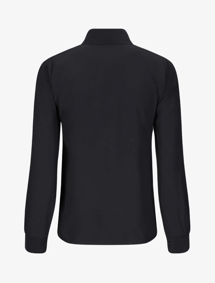 Rechte effen shirt met een kraag - Zwart - Image 2