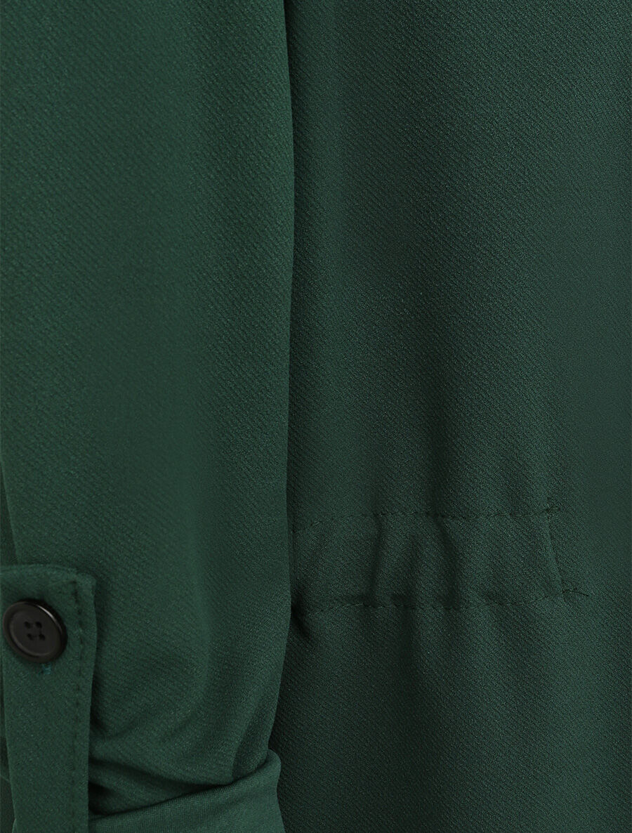 Rechte halflange effen trenchcoat - Dennengroen - Image 3