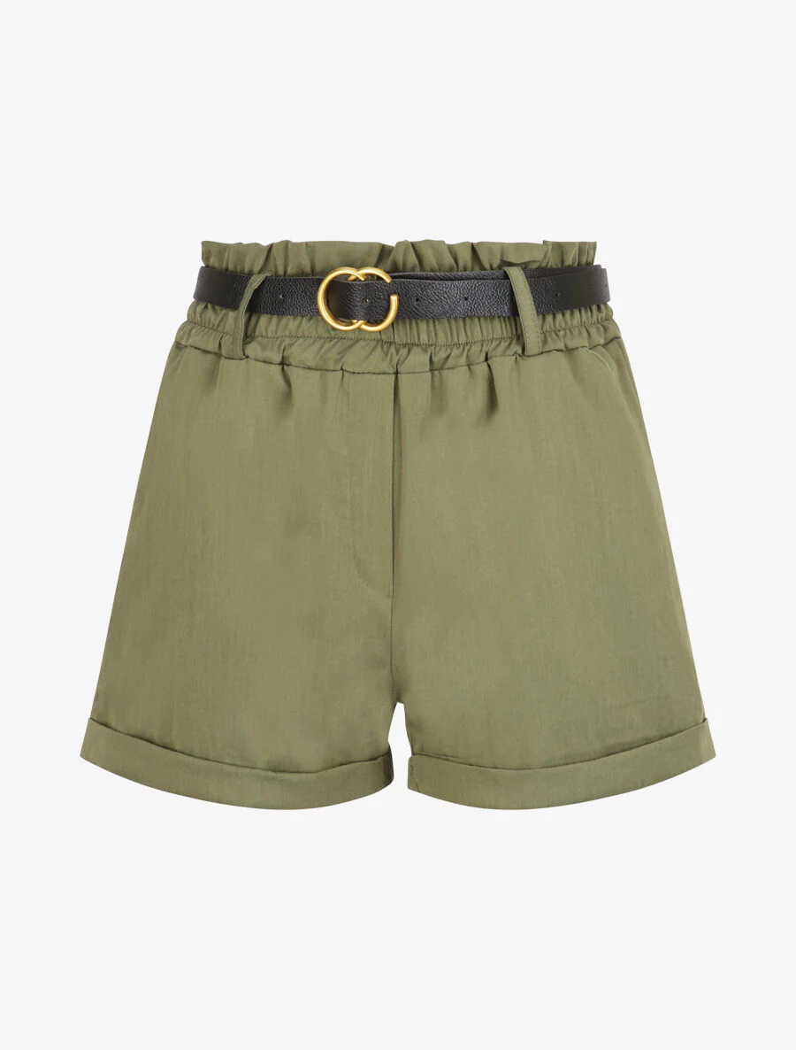 Rechte. hoge. elastische. strakke broek - Kakigroen